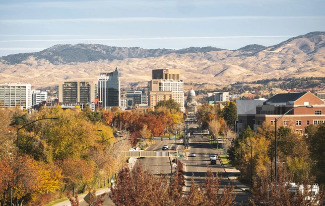 ID-Best-Moving-Company-apt Downtown Boise and the Idaho State Capitol with the foothills in the background