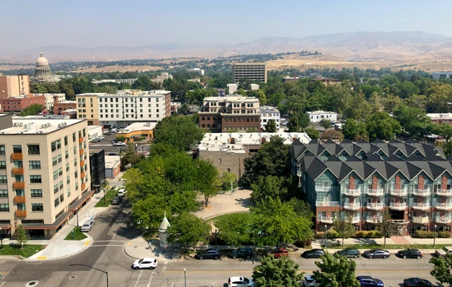 ID-Best-Moving-Company-local Aerial view of downtown Boise streets and buildings